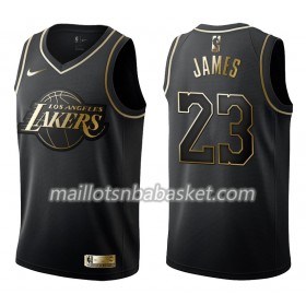 Maillot Homme Los Angeles Lakers LeBron James 23 Nike Noir Gold Edition Swingman